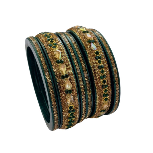 Green Gold Plated with Kundan and Topaz Fitted Lac Bangle gaonkasaman