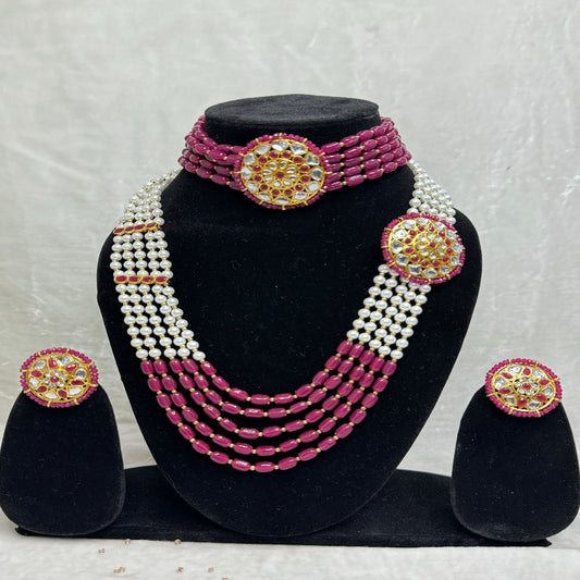 Royal Imitation Stone,Pearls Choker,Rani Haar,Traditional Necklace set