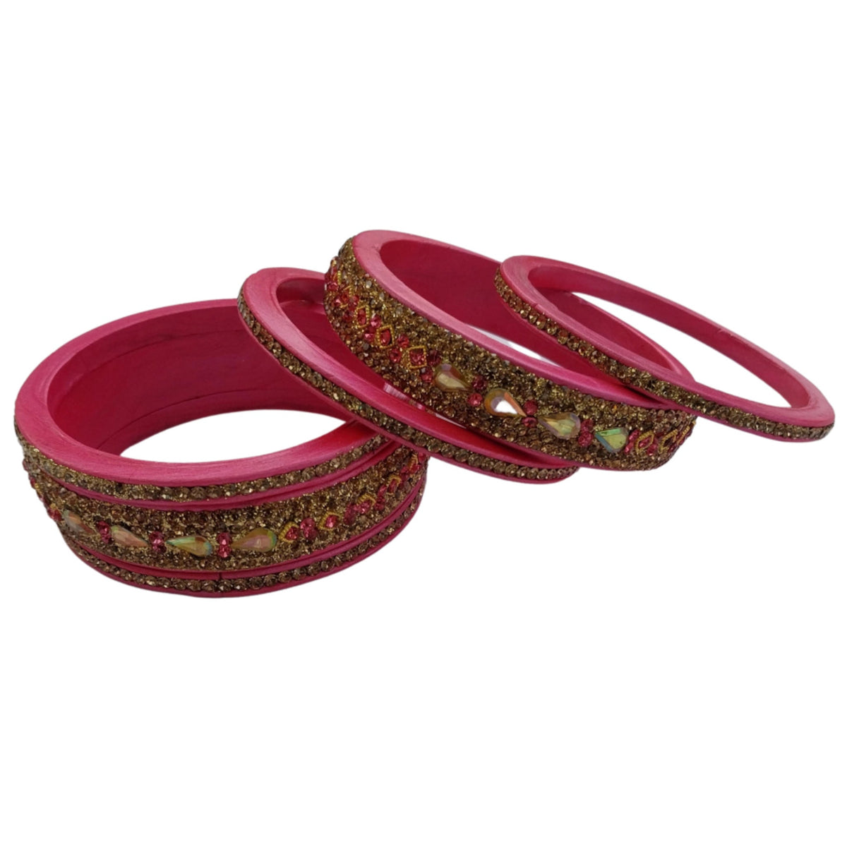 Pink Gold Plated with Topaz Fitted Lac Bangle gaonkasaman