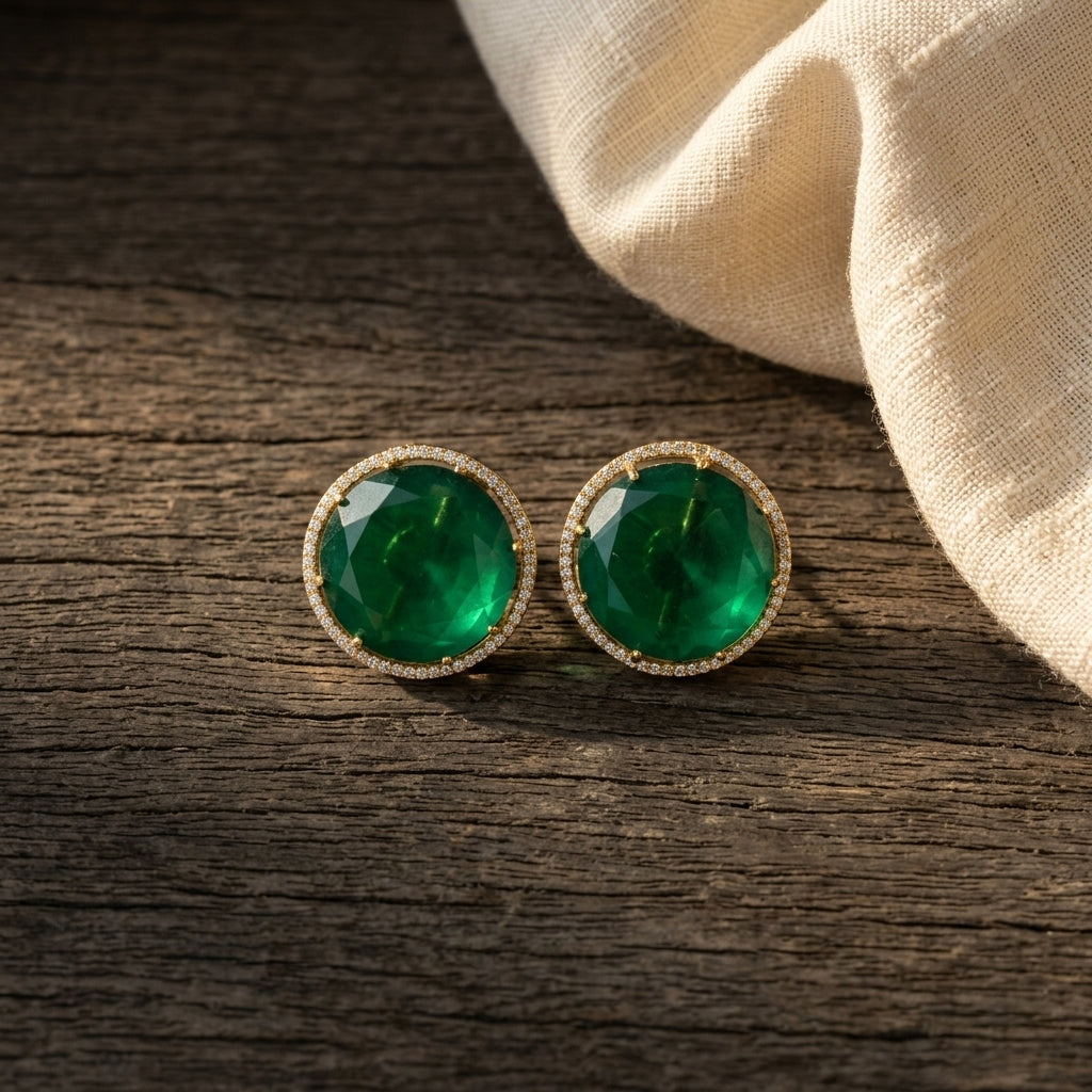 Round AD Stud Earrings for Women & Girls