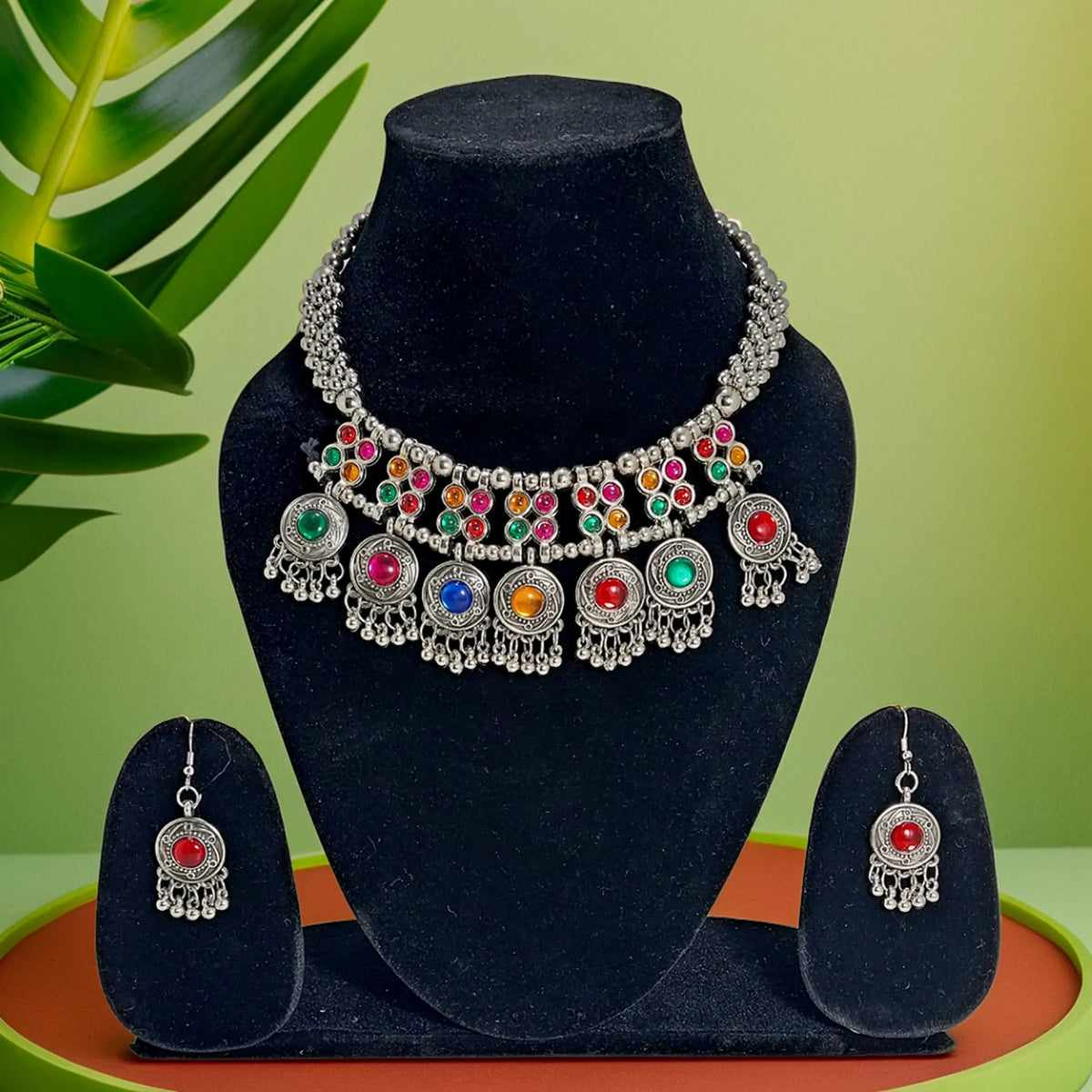 Vibrant Multicolored Beaded Choker Necklace Set | For Girls and Women