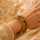 Gold Plated Stones Carved Peacock Floral Openable Bangles (set of 2)