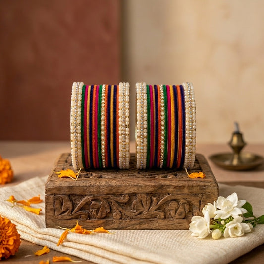 Traditional Multicolor Velvet Fancy Bangles Set Of 38 Bangles For Woman and Girls