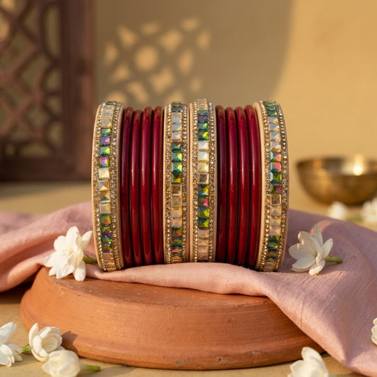 Rajasthani Lac Bangles Set in Latest Design Red Colour