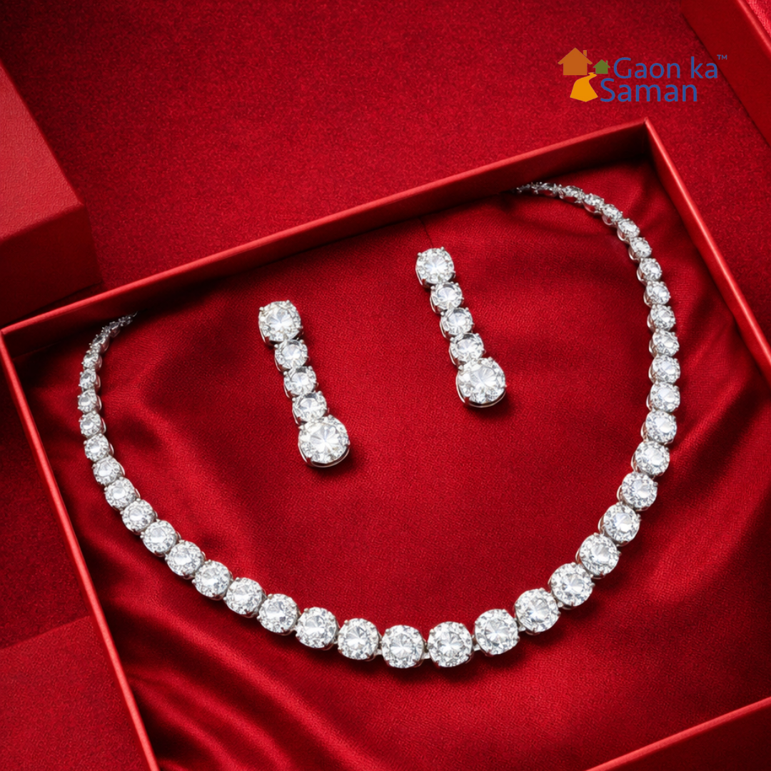 CZ Diamond Zirconia Necklace Set