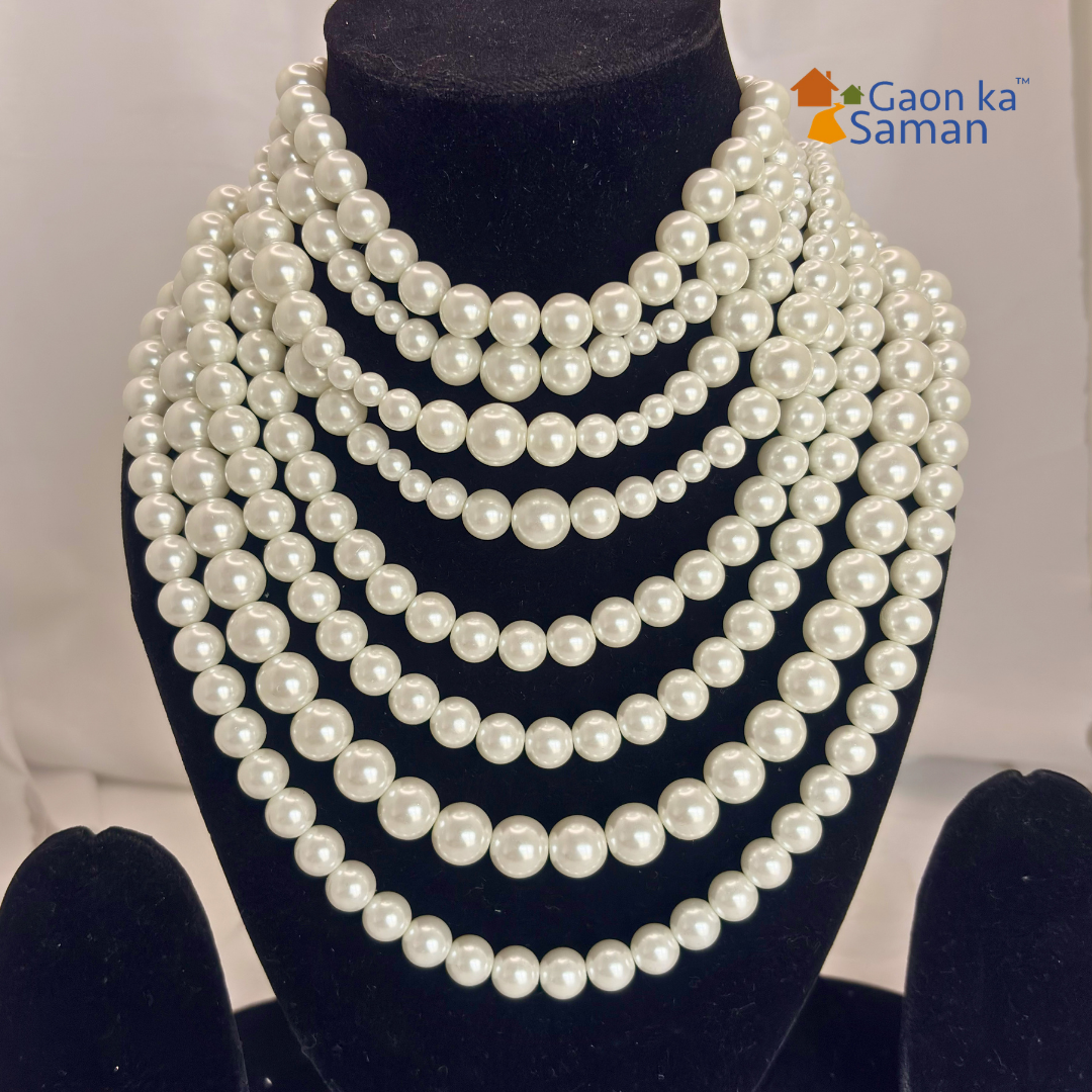 8 Layered Shell Pearl White Colour Necklace