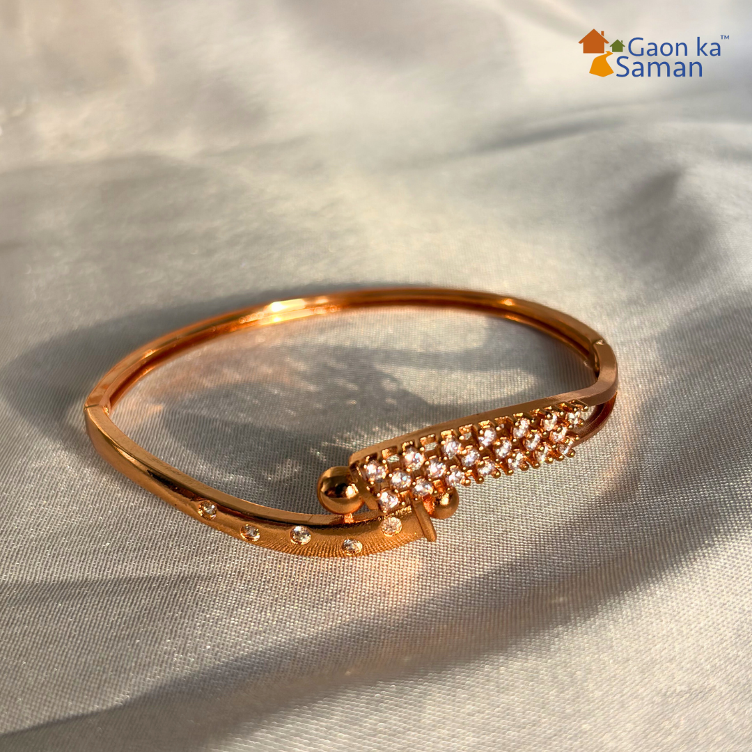 Gold Plated AD Stones Statement Bracelet