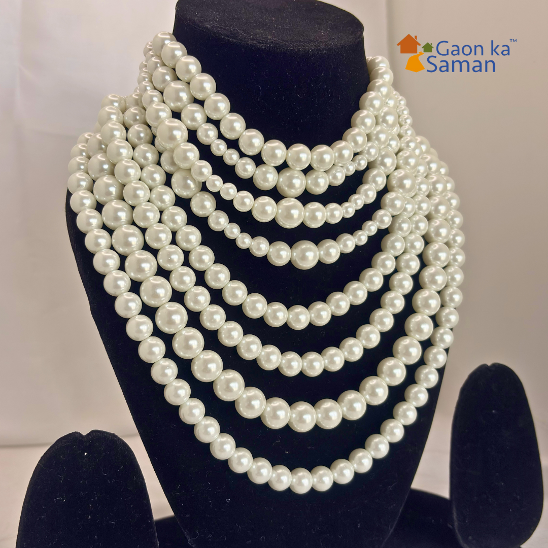 8 Layered Shell Pearl White Colour Necklace