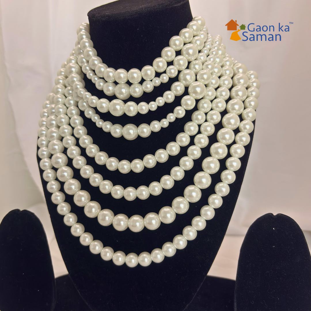 8 Layered Shell Pearl White Colour Necklace
