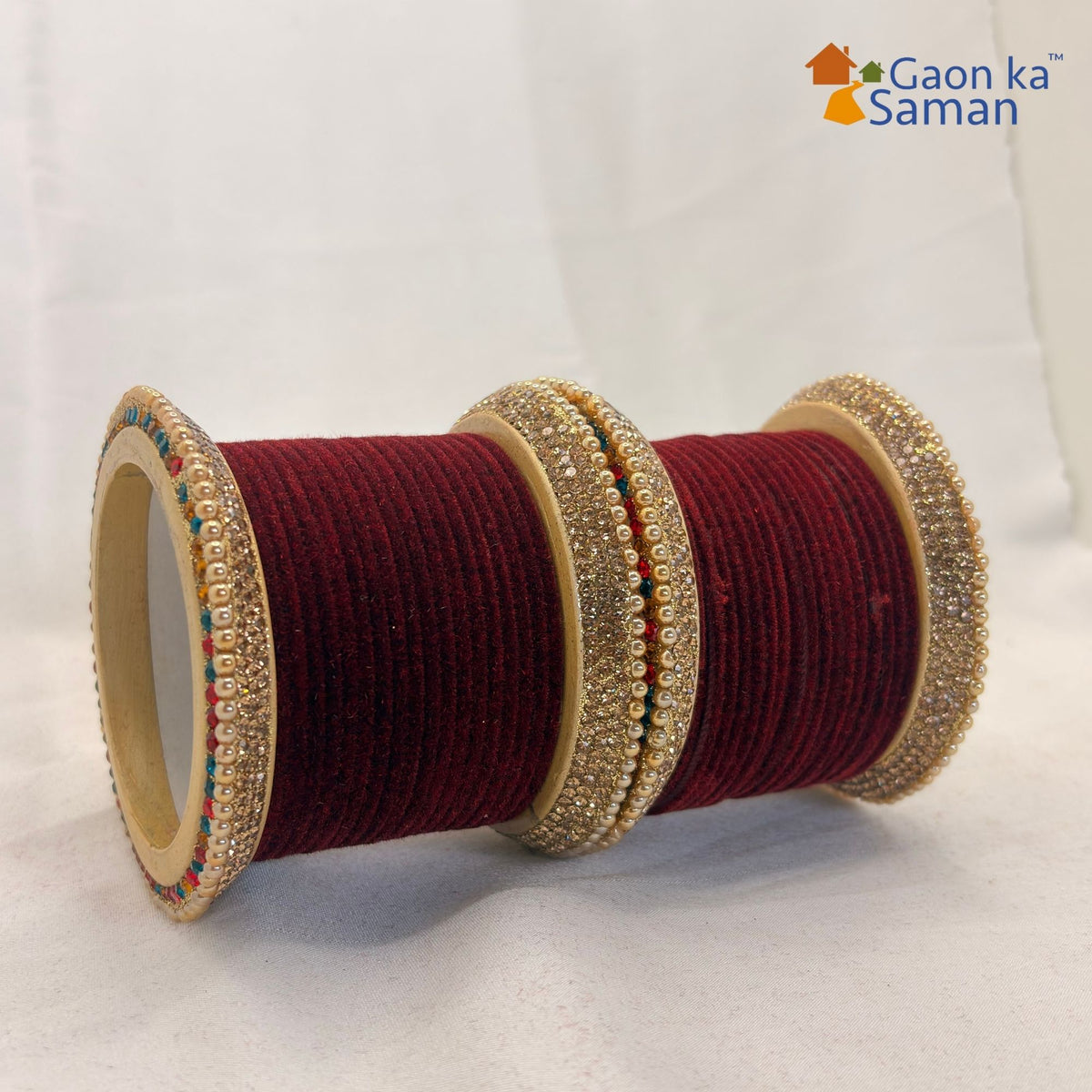 Premium Punjabi Wedding Bangles Set With Beautiful Multi Stone Lac Bangdi Velvet Plain Chudi Design