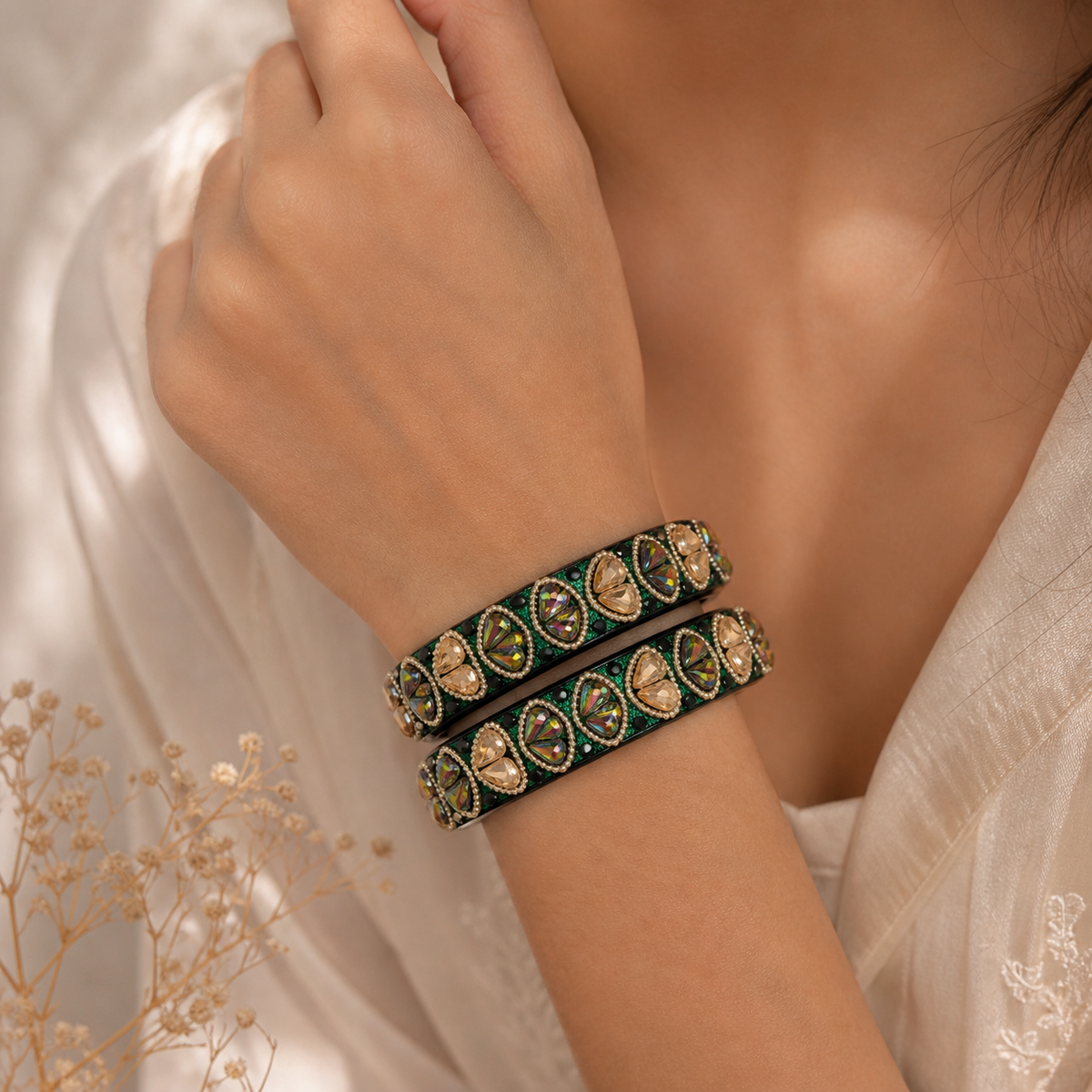 Rajasthani Traditional Lac Kada Bangles For Women & Girl With Latest Kundan Design