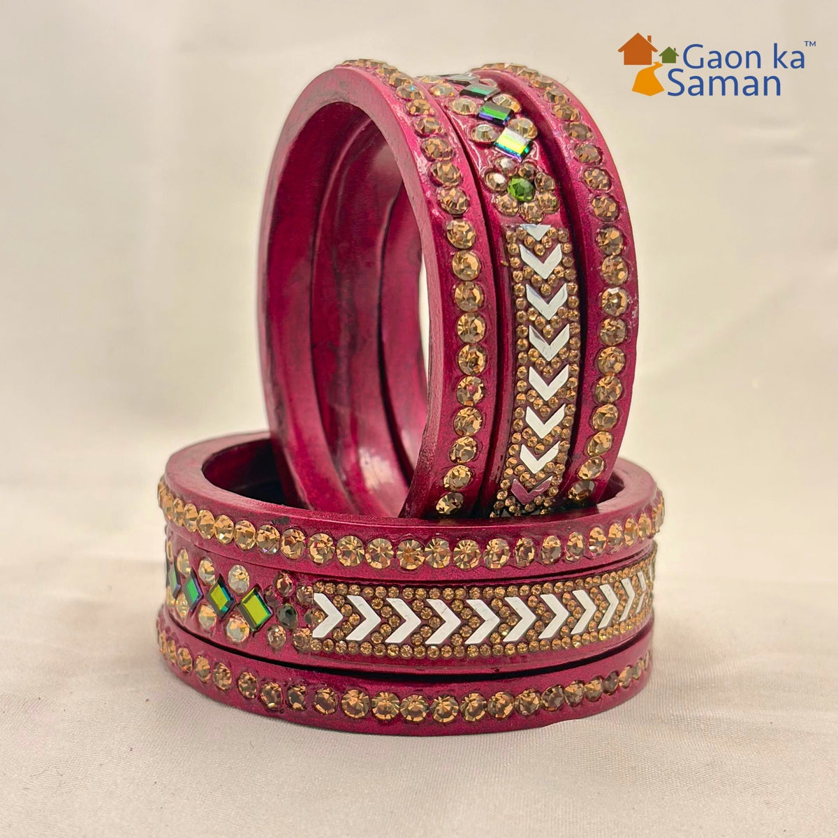 Latest Pure Lac Kundan Chura For Women ( Pack Of 6)