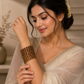 Brown and Yellow Lehariya Bangles Set of 8 with Spherical Zircon Line | for Women and Girls