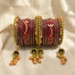 Rajasthani Lac Bangles Set, Red Colour with Crystal Work, Traditional Lakh Chuda, 14 Pieces