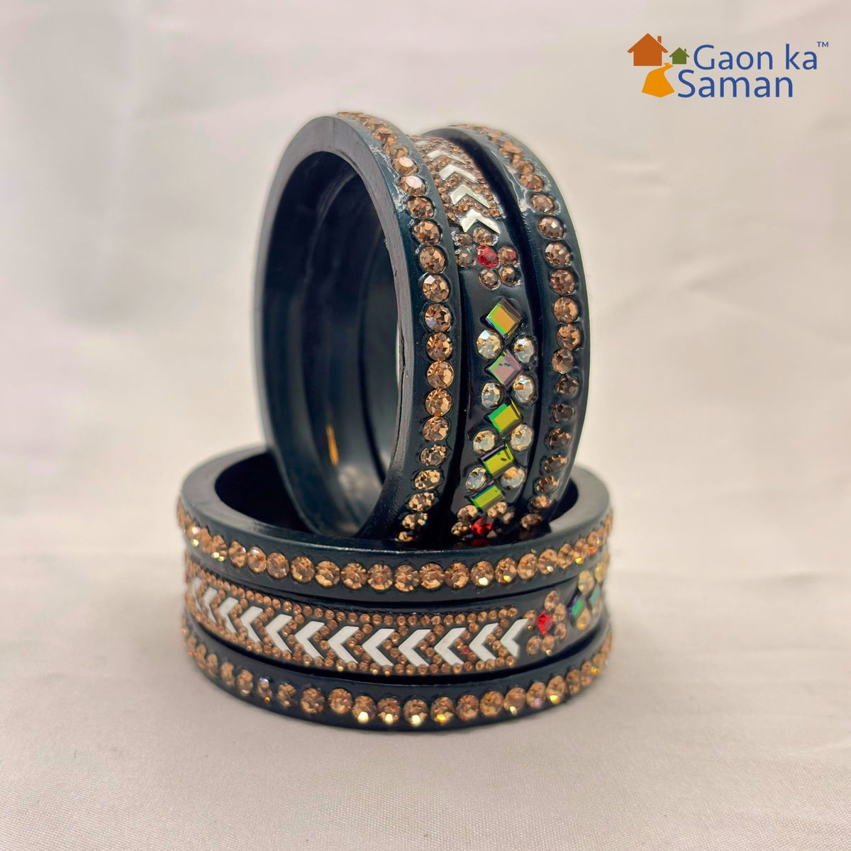 Latest Pure Lac Kundan Chura For Women ( Pack Of 6)