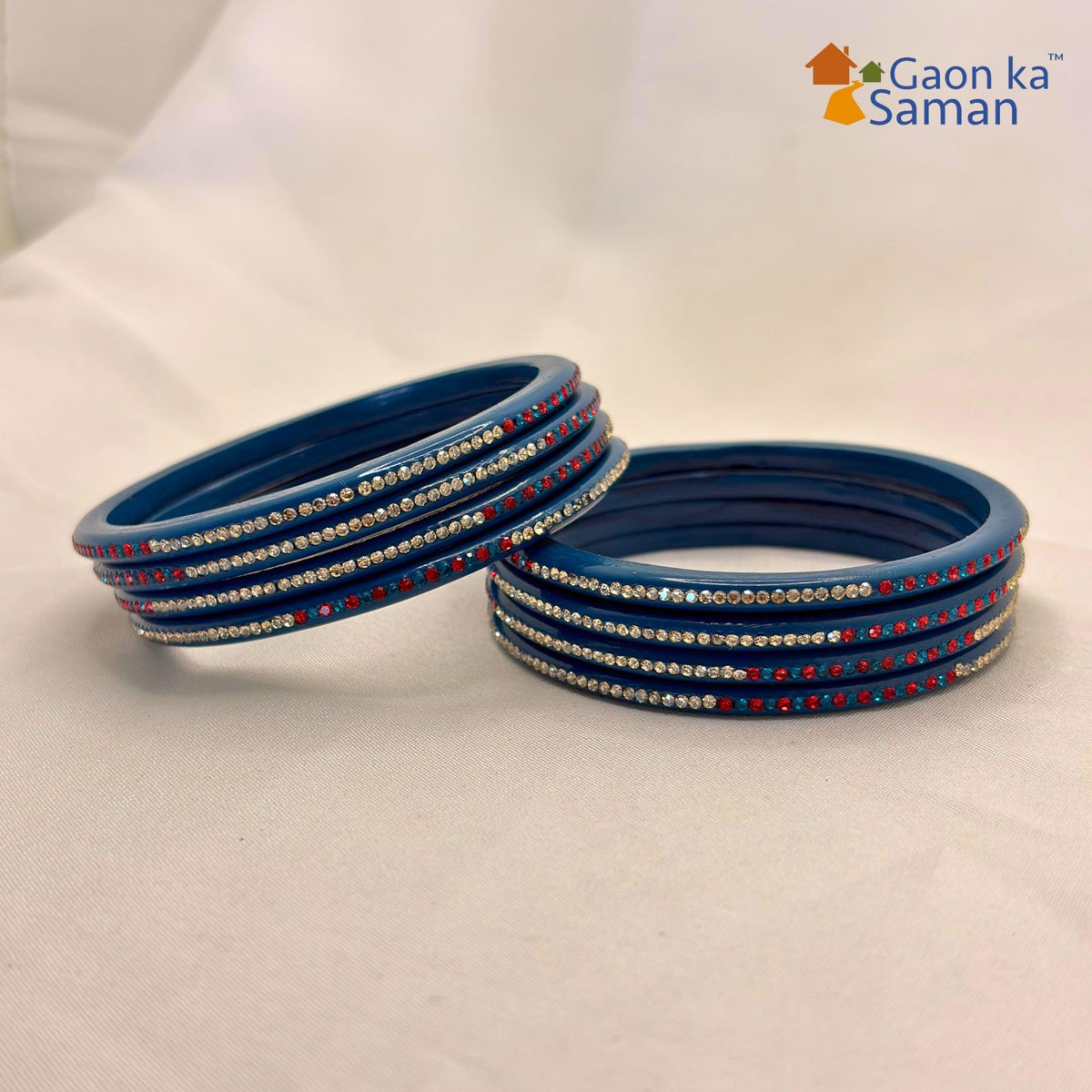 Rajasthani Lac Bangles With Beautiful Mirror And Stone Design One Line Churi ( Pack Of 8 )