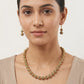 Gold Plated Stone Studded & Beaded Jewellery Set