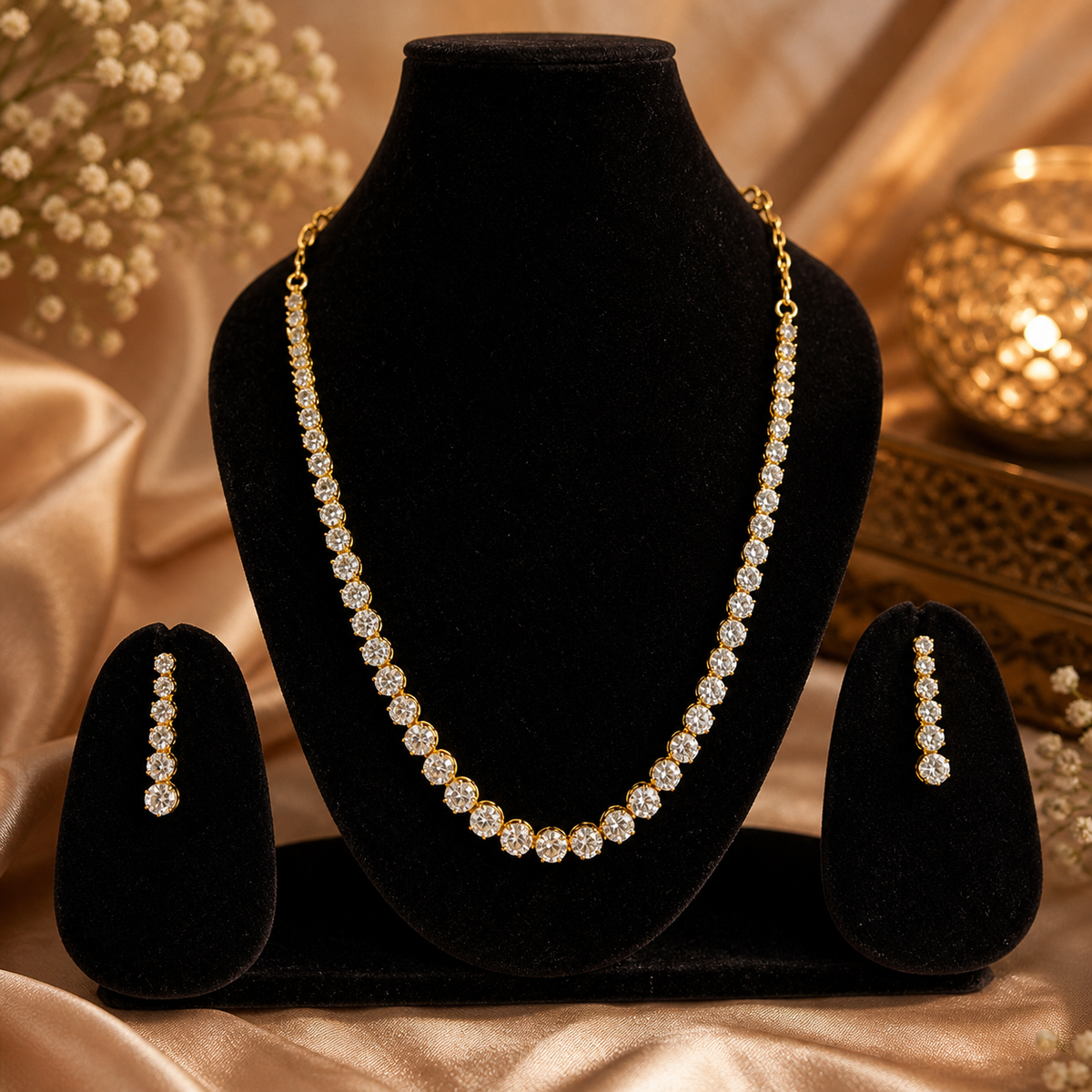 Premium CZ Classic Diamond Necklace Set
