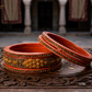 Peach Rajasthani Lac Kada Bangles with Pink Stones,& Golden Rhinestones | Set of 6 | Traditional Bangle | for Women and Girls