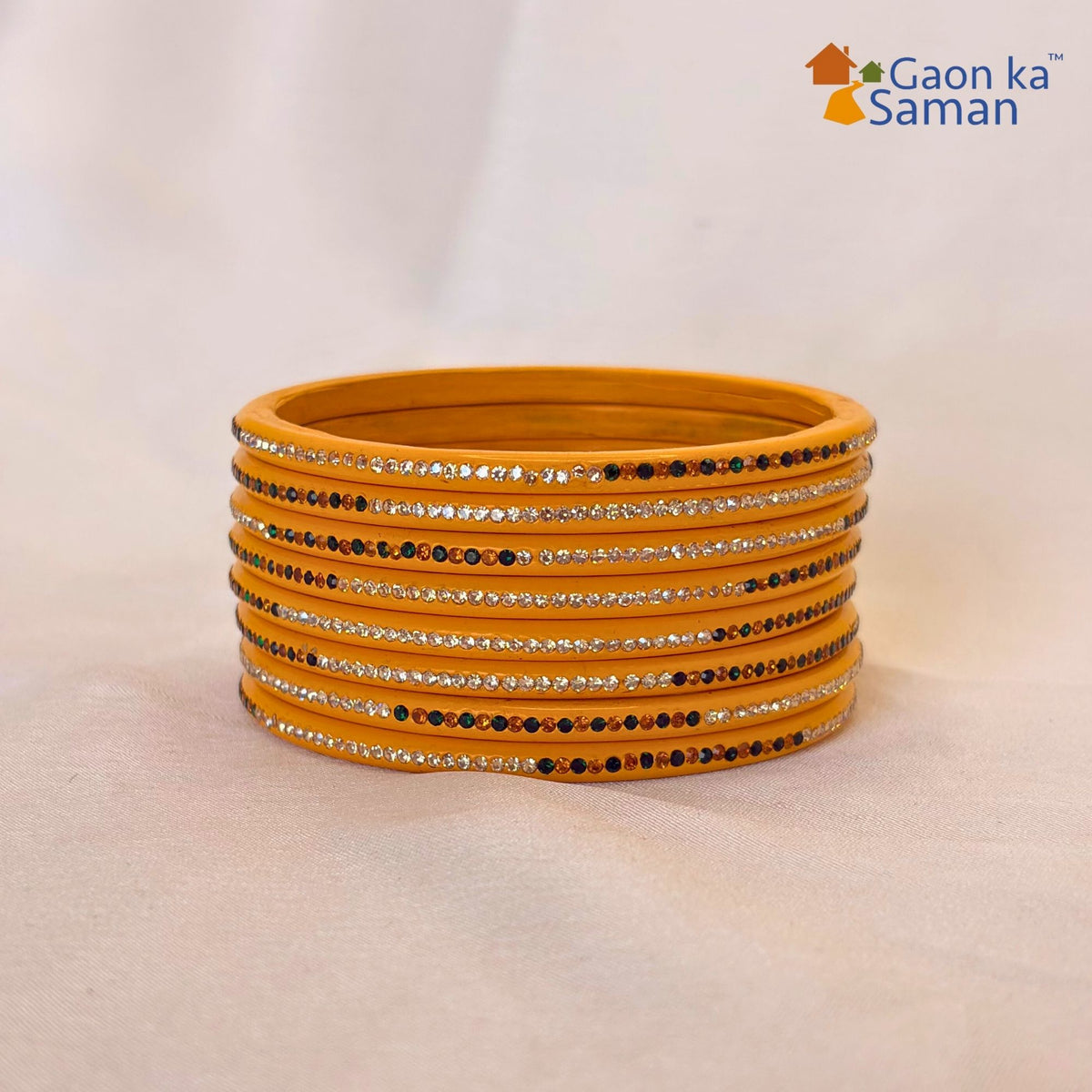 Rajasthani Lac Bangles With Beautiful Mirror And Stone Design One Line Churi ( Pack Of 8 )