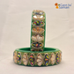 Rajasthani Traditional Sea Green Colour Lac Kada Bangles For Women & Girl With Latest Kundan Design