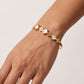 Gold Plated Artificial Stones Studded Anti-Tarnish Enamelled Cuff Bracelet