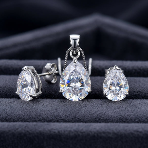 Awesome Pendant Rhodium Cubic Zirconia Pendant And Earrings
