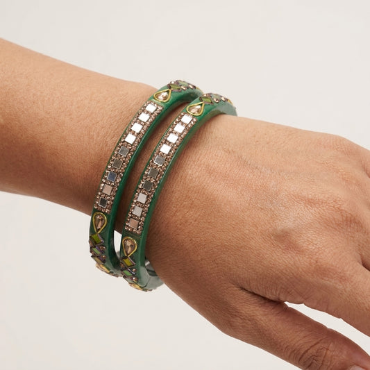 Lac Bangles with Beautiful Rhinestones Design (Pack of 4)