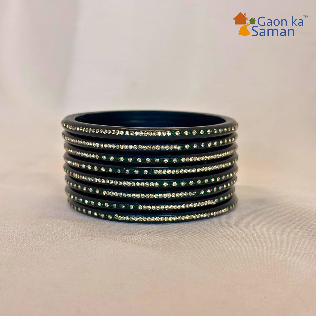 Rajasthani Lac Bangles With Beautiful Mirror And Stone Design One Line Churi ( Pack Of 8 )