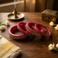 Traditional Rajasthani Pink Lakh with Kundan Designed Lac/Lakh Bangles/Kadda/Chura Set For Women And Girls