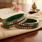 Lac Bangles with Beautiful Rhinestones Design (Pack of 4)