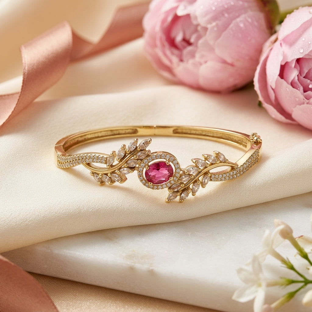 American Diamond Ruby Bracelet Jewelery | For Women and Girls