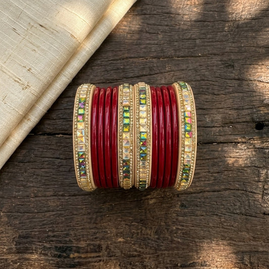 Rajasthani Lac Bangles Set in Latest Design Red Colour