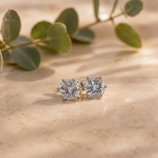 Crystal Studded Anti Tarnish Circular Solitaire Stud Earrings