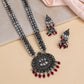 Green Kundan German Silver Oxidized Rani-Haar | Long Necklace Set | Kundan Necklace Set | For Women & Girls