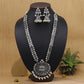 Green Kundan German Silver Oxidized Rani-Haar | Long Necklace Set | Kundan Necklace Set | For Women & Girls