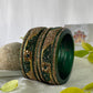 Emerald Green Golden Stoned Lakh bangles | Lac Bangle/ Lakh Bangle/ Kadda/ chura | traditional Bangdi | for women and girls