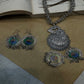 Silver Oxidized Peacock Pendant | Traditional Ranihaar/Necklace/Pendant | for Girls and Women.