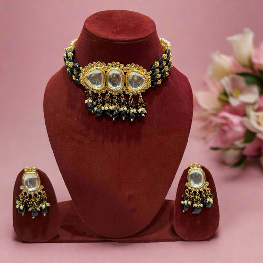 Tri-Kundan Pearl Choker Set Kundan | Traditional jewelery | Kundan choker\Necklace\Choker set | For Women and Girls.