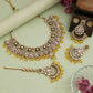 Yellow Maroon & Green Color Meena Work Kundan Necklace Set