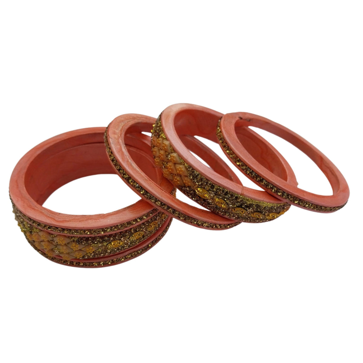 Pink  Gold & Diamond 5 Line Lac Bangle gaonkasaman