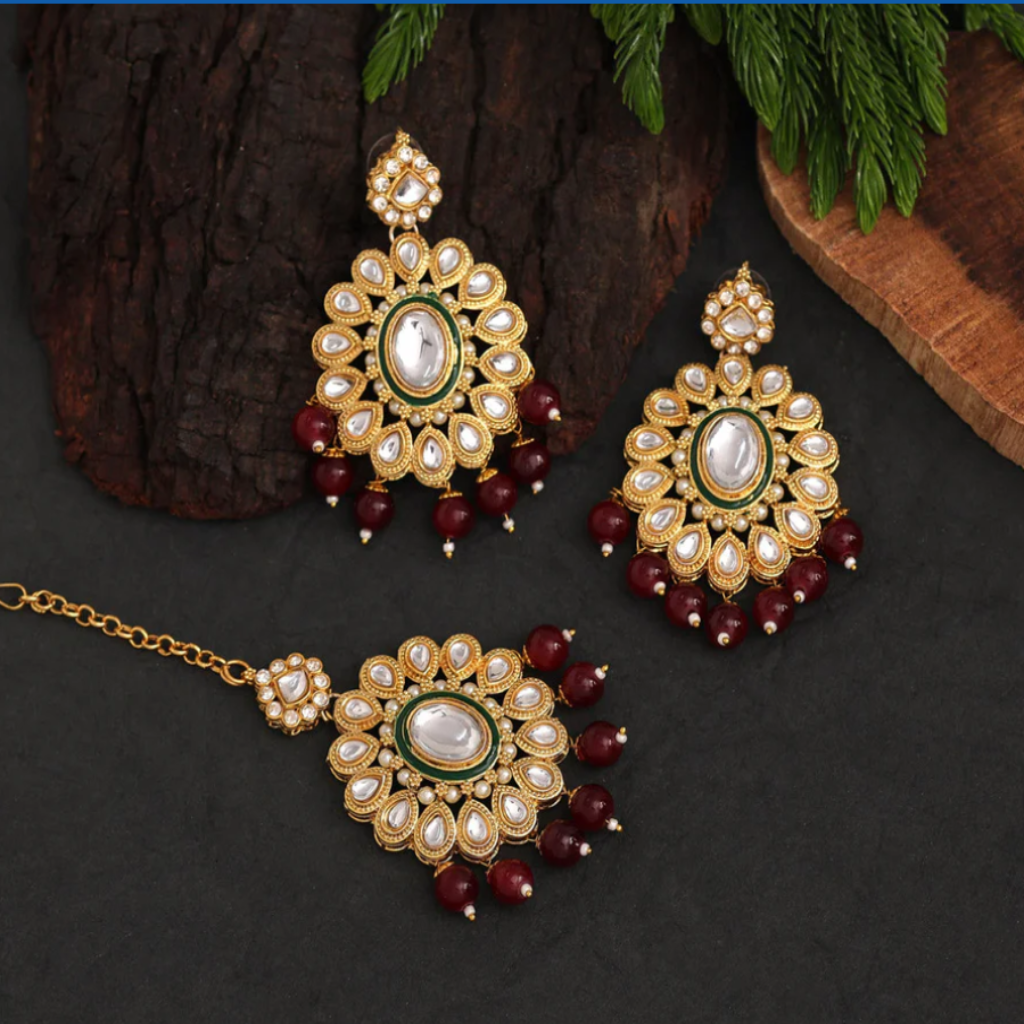 Royal  Maroon Choker Imitation Kundan Necklace | Traditional Jewelry | for Girls and Women.