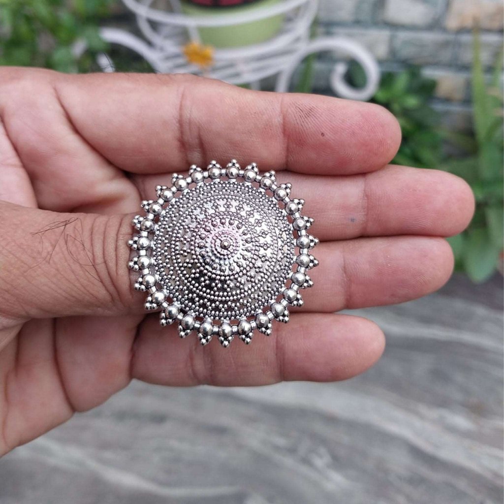 oxidised,silver,ring,adjustable ring,cocktail ring,floral