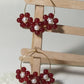 Triple Daisy Delight Maroon Pearls  Floral Hoops gaonkasaman