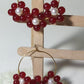 Triple Daisy Delight Maroon Pearls  Floral Hoops gaonkasaman