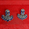 Turquoise Floral Arc German Silver Meenakari Earrings gaonkasaman