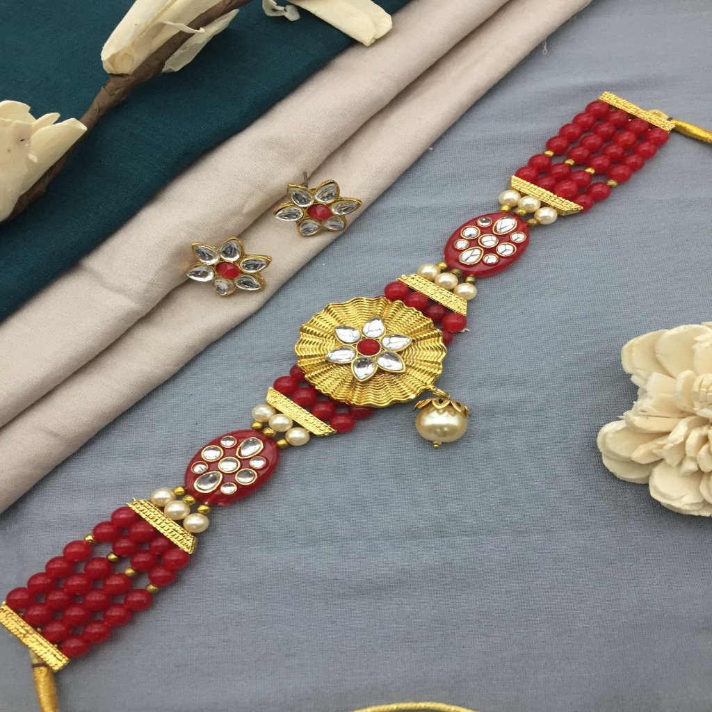 Gold platted Floral Kundan Choker | Set Traditional Jewelry | Pearl Choker/Necklace | For women and Girls.