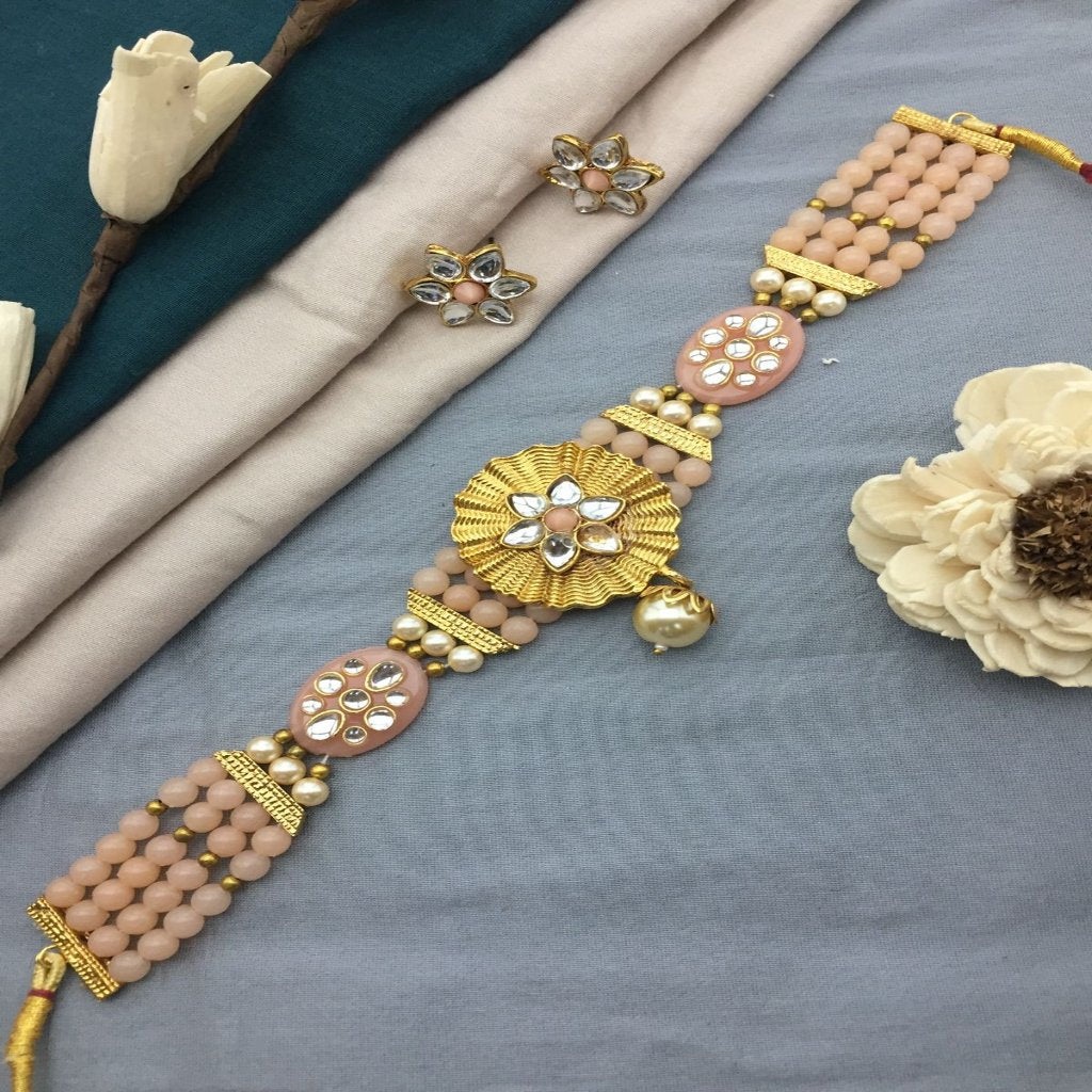Gold platted Floral Kundan Choker | Set Traditional Jewelry | Pearl Choker/Necklace | For women and Girls.
