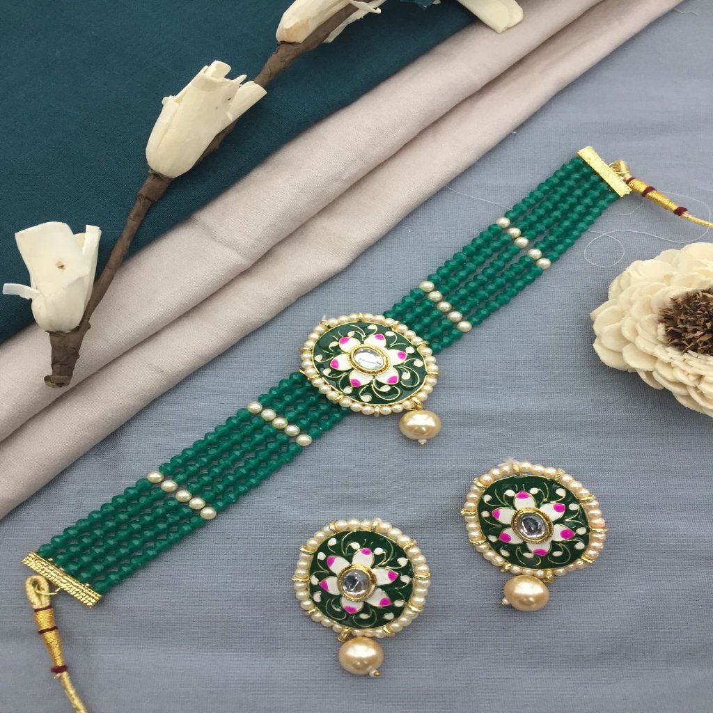 Beaded Pearl Elegance Choker | Set Traditional Jewelry | Pearl Choker/Necklace | For women and Girls.