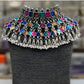 Afghani Style Multicolour Contrasting mirror oxidised silver,,Heavy Choker set